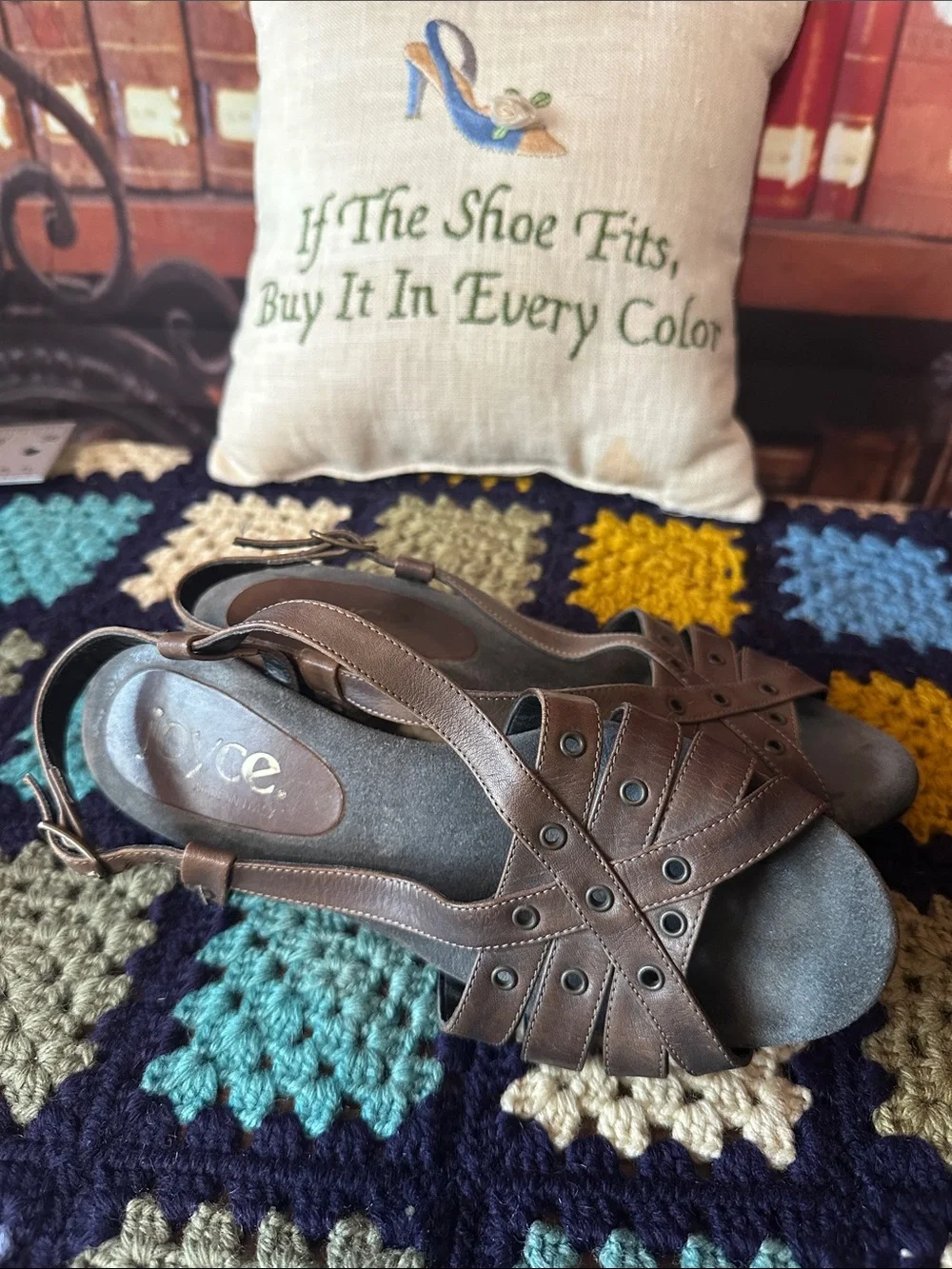 Joyce Made in Italy Brown Leather Slingback Comfort Sandals Est Sz 5 Vintage